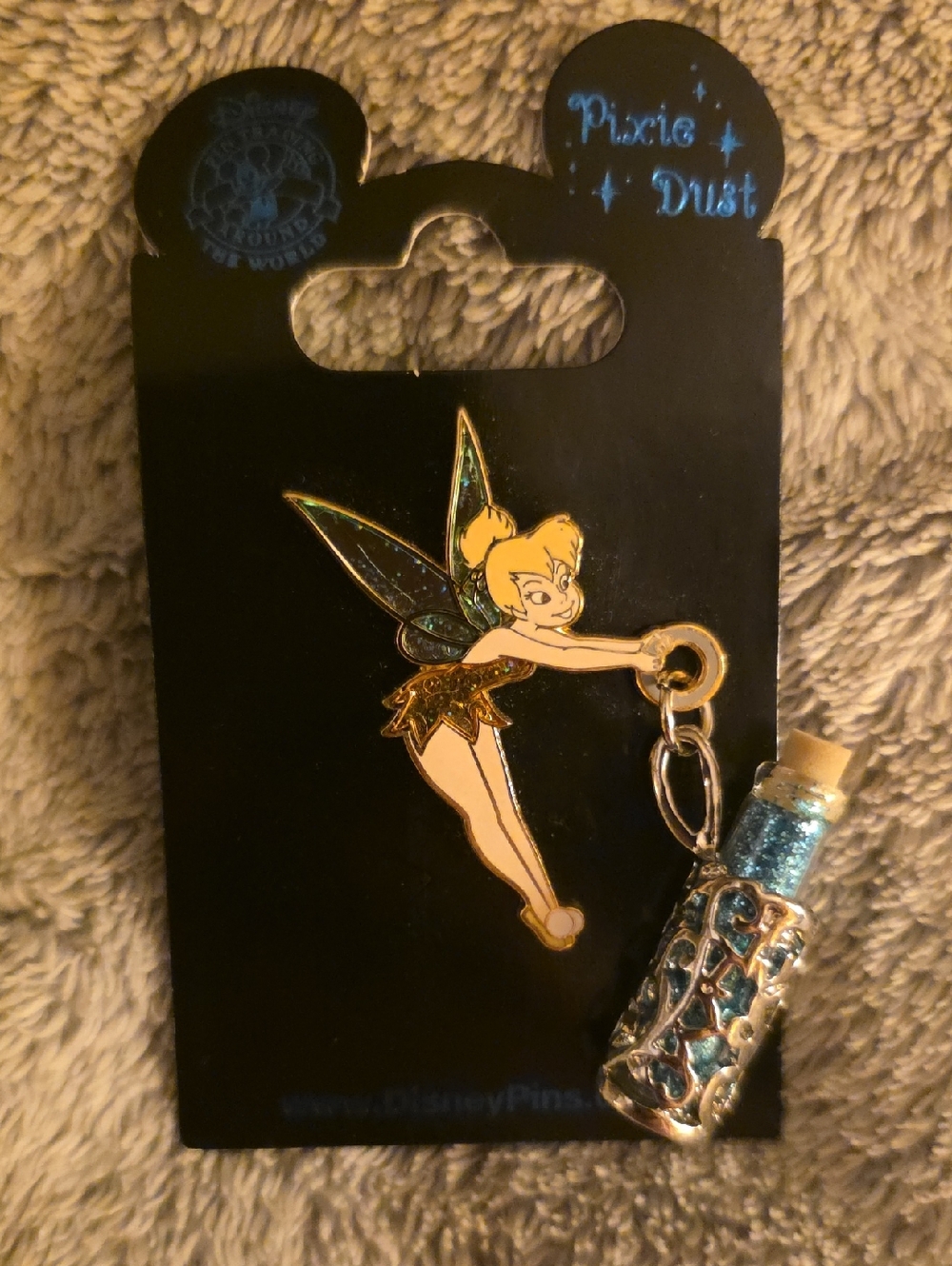 Disney Tinker Bell Enamel Pin with Blue Glitter Vial Charm